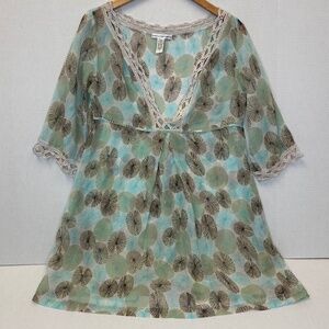 Diane von Furstenberg Silk Blend Crochet Trim Swim Cover up Tunic size Medium